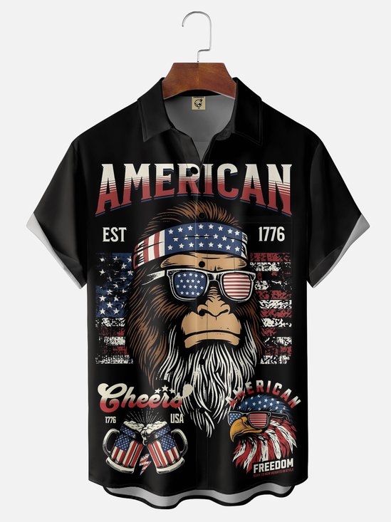 Hardaddy National American Bigfoot Patriotic Wicking Hawaiian Shirt