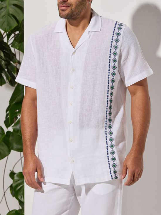Hardaddy Cotton Plain Ethnic Pattern Shirt