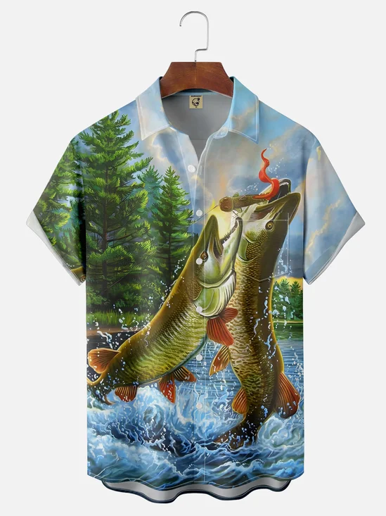 Hardaddy Outdoor Fishing Breathable Chest Pocket Hawaiian Shirt