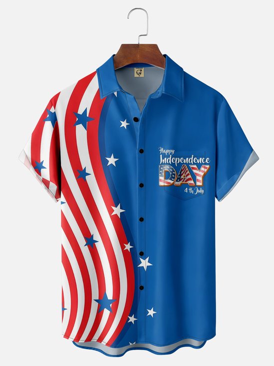 Hardaddy Moisture-wicking Independence Day Flag Art Casual Shirt