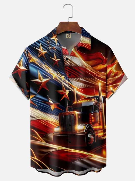 Hardaddy Moisture Wicking Independence Day Flag Casual Shirt