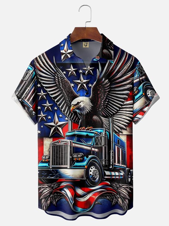 Hardaddy Moisture Wicking Independence Day Flag Eagle Casual Shirt