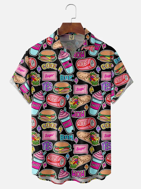 Moisture-Wicking Burger Taco Print shirt