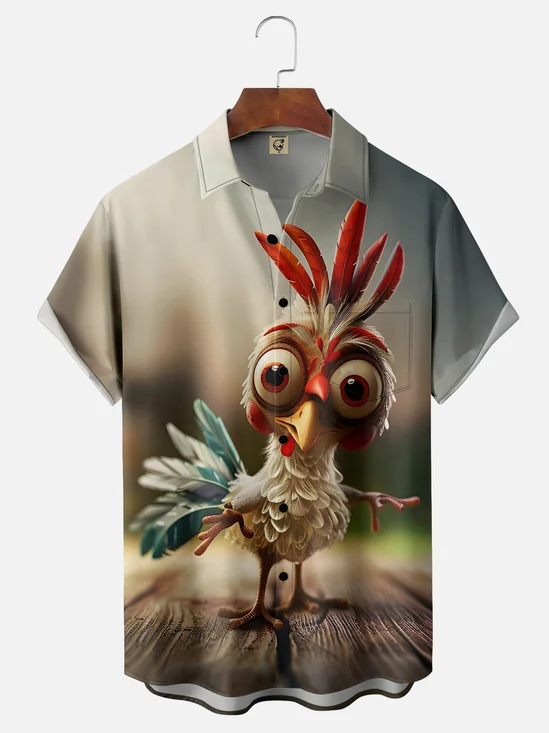 Moisture-Wicking Fun Chicken Print Shirt