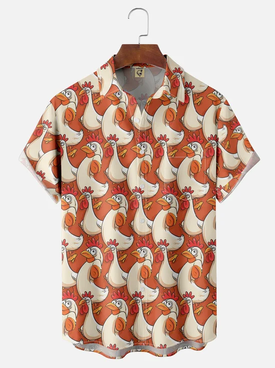 Moisture-Wicking Fun Chicken Print Shirt