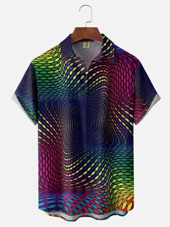 Hardaddy Moisture-wicking Abstract Art Chest Pocket Casual Shirt