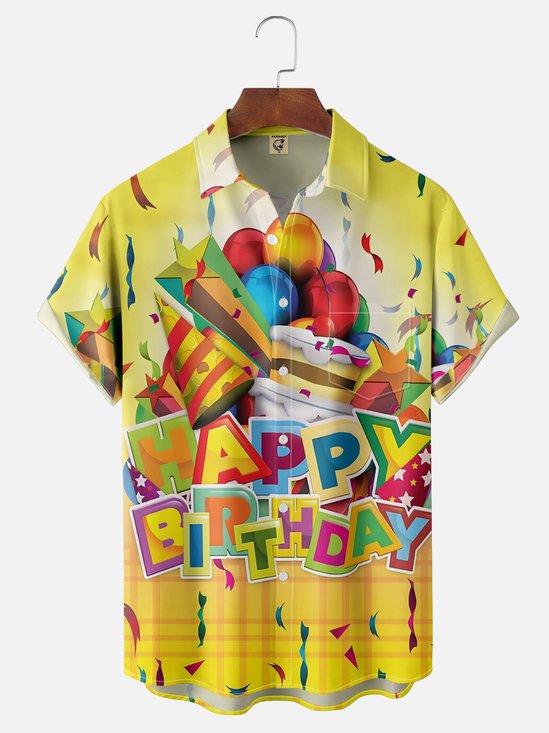 Moisture-Wicking Happy Birthday Printed Shirt
