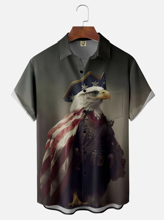 Moisture-wicking American Eagle Chest Pocket Hawaiian Shirt