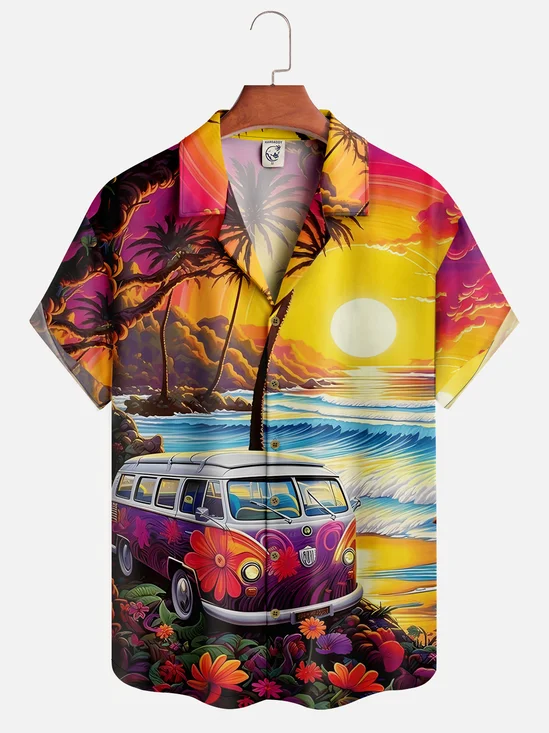 Moisture-wicking Hippie Beach Sunset Hawaiian Shirt