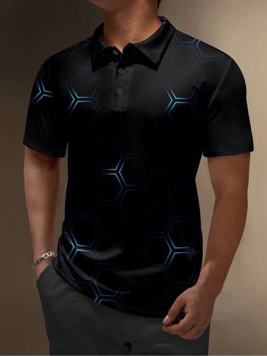 Moisture Wicking Golf Polo 3D Gradient Color Abstract Geometry
