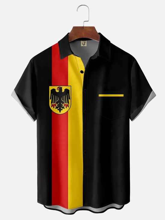 Breathable Germany Reichsadler Chest Pocket Bowling Shirt