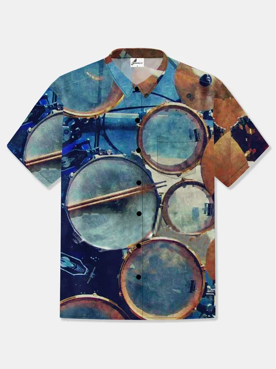 Moisture-wicking Drum Set Illustration Hawaiian Shirt