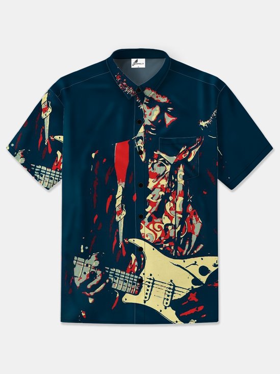 Moisture-wicking Rock Art Guitar Hawaiian Shirt