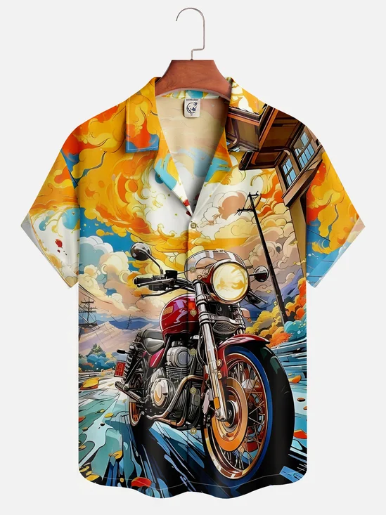 Moisture-wicking Breathable Motorcycle Aloha Shirt