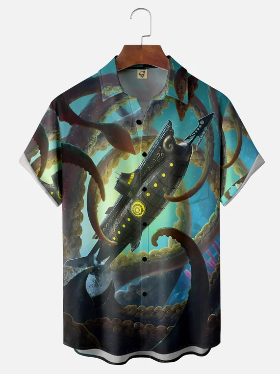 Moisture-Wicking Deep Sea Octopus Hawaiian Shirt