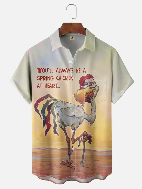 Moisture-wicking Aged Flamingo Hawaiian Shirt