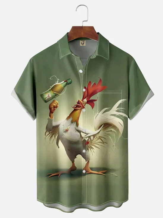 Moisture-Wicking Fun Beer Chicken Hawaiian Shirt