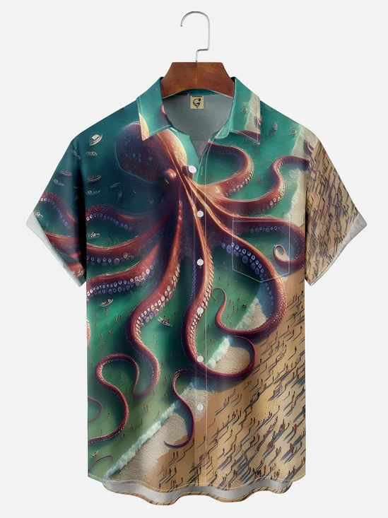 Moisture-wicking Octopus Hawaiian Shirt