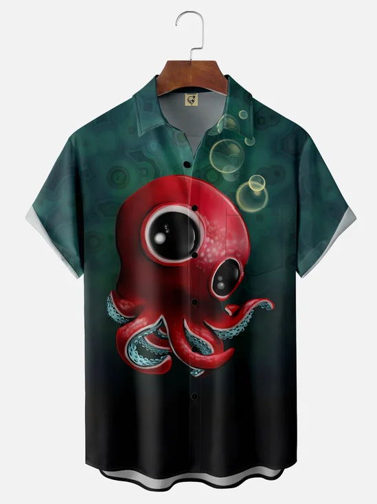 Moisture-wicking Big Eyed Octopus Hawaiian Shirt