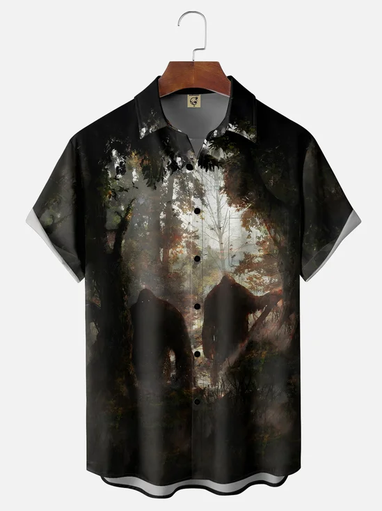 Moisture-wicking Bigfoot Chest Pocket Hawaiian Shirt