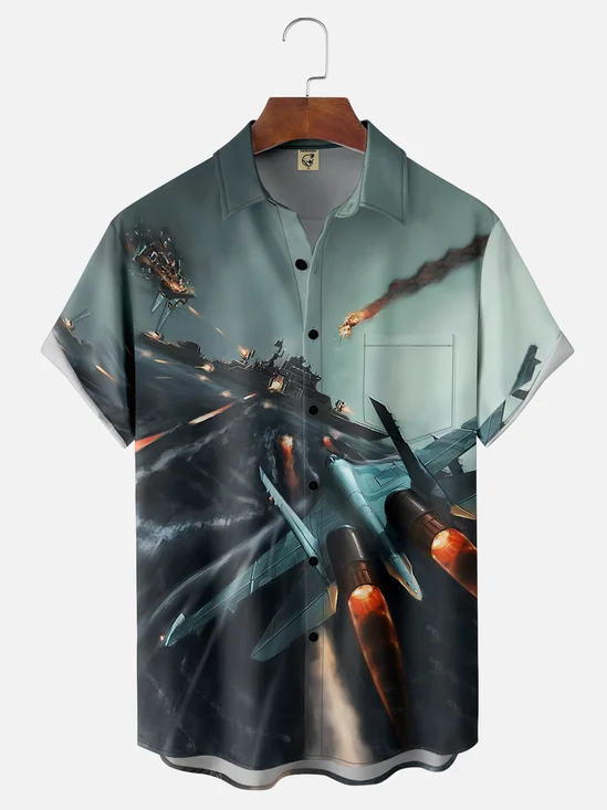 Moisture-wicking Science Fiction Universe Chest Pocket Hawaiian Shirt
