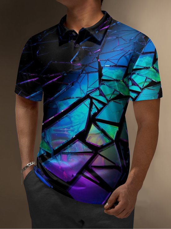 Moisture Wicking Golf Polo 3D Gradient Color Abstract Geometry