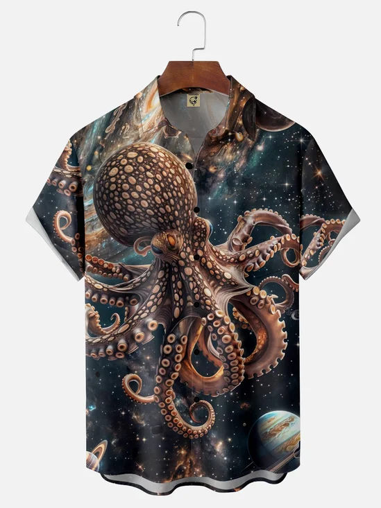 Moisture-wicking Star Octopus Hawaiian Shirt