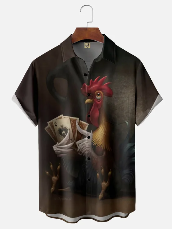 Moisture-wicking Poker Chicken Hawaiian Shirt