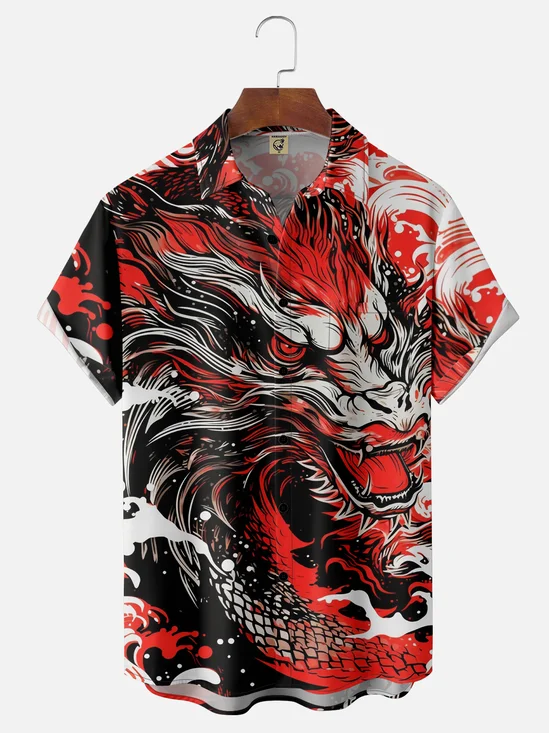 Moisture-wicking Abstract Dragon Hawaiian Shirt