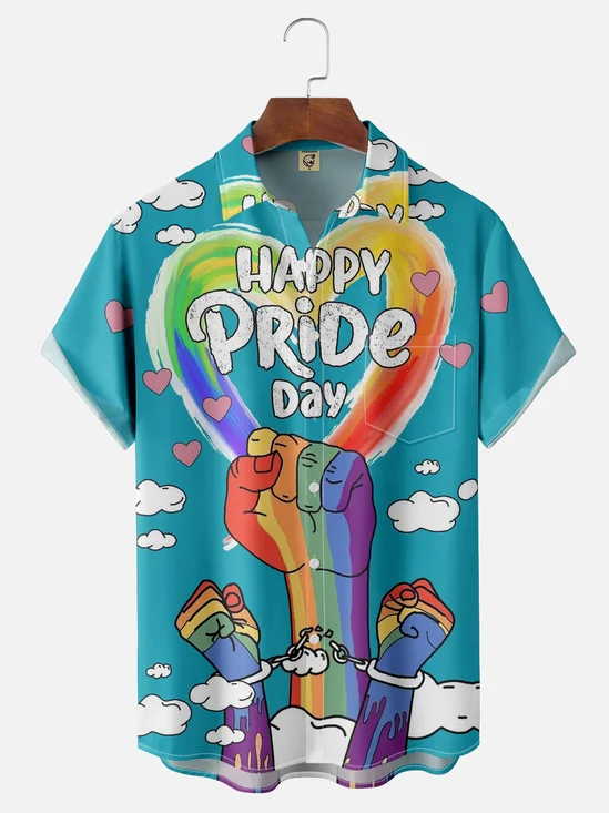 Moisture-wicking Pride Moon Chest Pocket Hawaiian Shirt