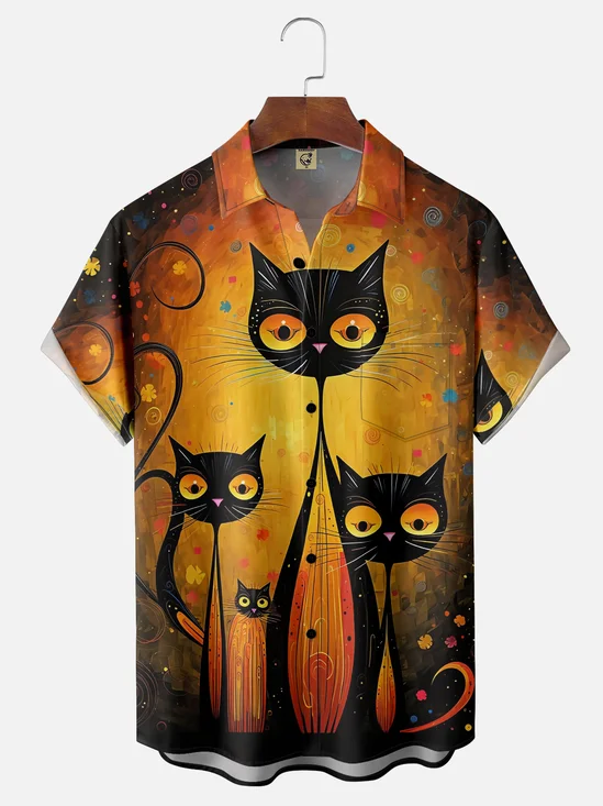 Moisture-Wicking Cat Hawaiian Shirt