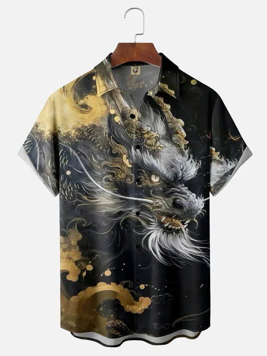Moisture-wicking Abstract Dragon Hawaiian Shirt