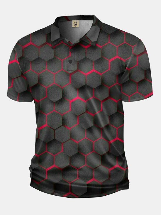 Moisture Wicking Golf Polo 3D Gradient Color Abstract Geometric