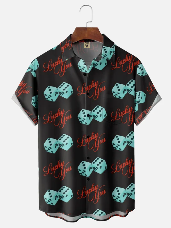Moisture-wicking Dice Chest Pocket Hawaiian Shirt
