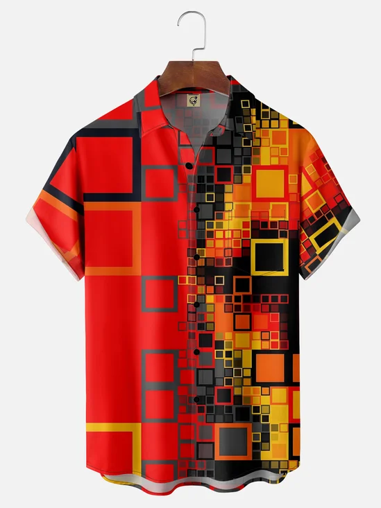 Moisture Wicking Geometric Ombre Hawaiian Shirt