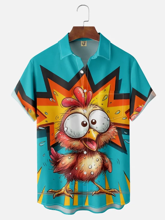 Moisture Wicking Funny Chicken Hawaiian Shirt