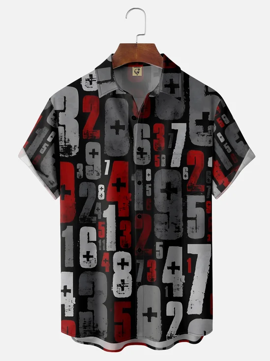 Moisture Wicking Geometric Abstract Numbers Hawaiian Shirt
