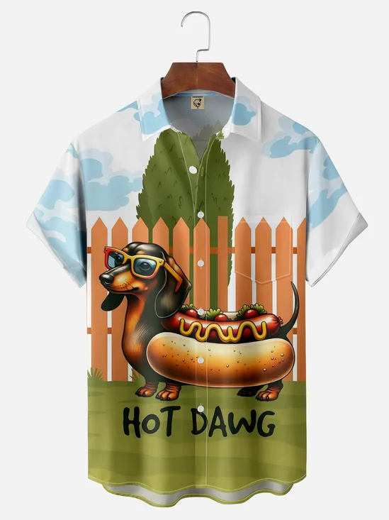Moisture Wicking Funny Hot Dog Hawaiian Shirt