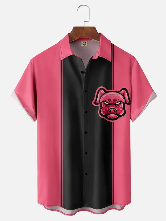 Moisture Wicking Pig Bowling Shirt
