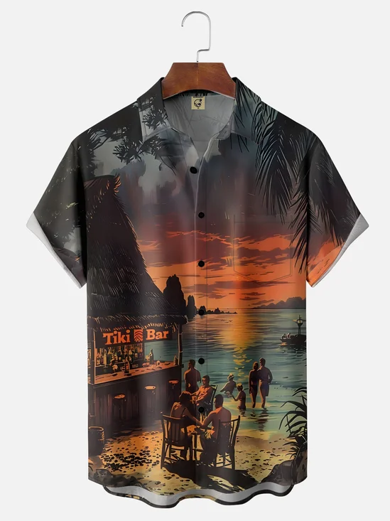 Moisture Wicking Beach Resort Scenery Hawaiian Shirt