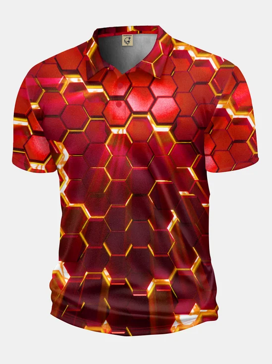 Moisture-wicking Golf Polo 3D Gradient Color Abstract Geometric