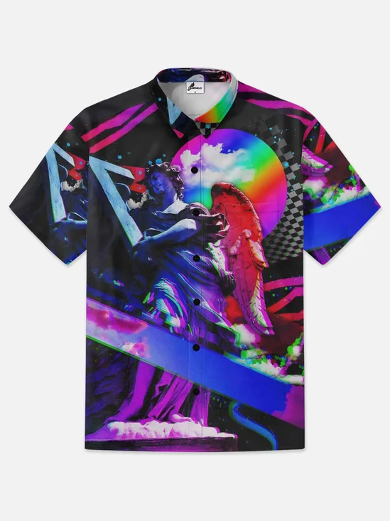 Moisture-wicking Acid Digital Rock Hawaiian Shirt