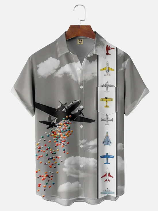 Moisture-wicking Fighter Chest Chest Pocket Bowling Shirt