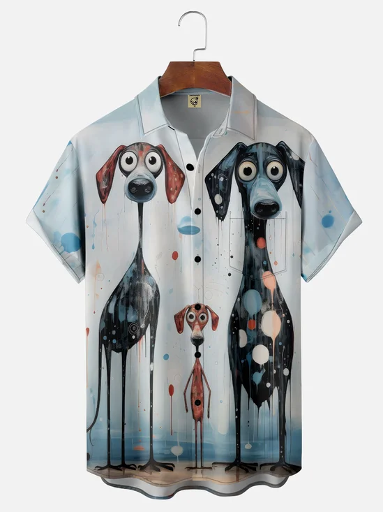 Moisture-wicking Abstract Art Dog Chest Pocket Hawaiian Shirt