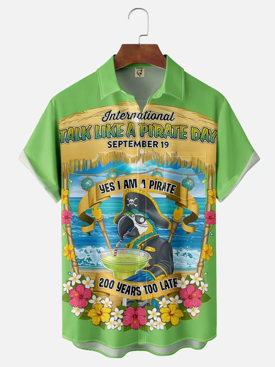 Moisture-wicking Breathable Pirate Parrot Hawaiian Shirt