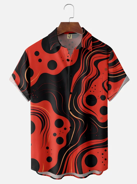 Breathable Art Pizza Chest Pocket Casual Shirt