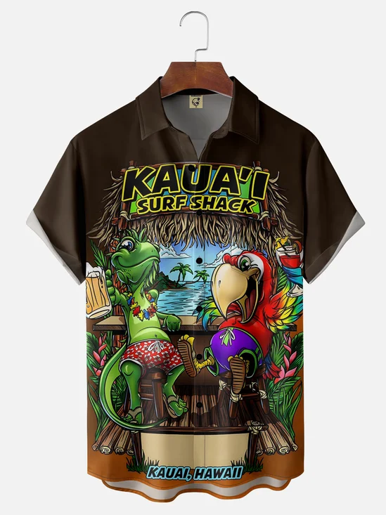 Moisture-wicking Breathable Parrot Chameleon Hawaiian Shirt
