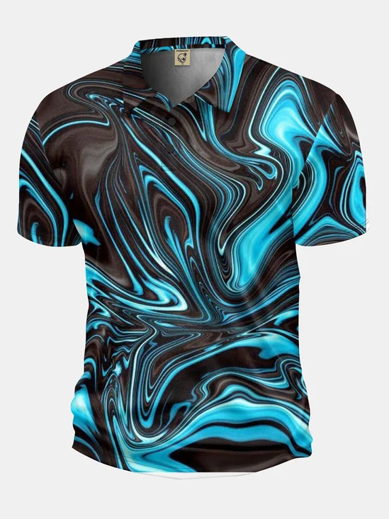 Moisture Wicking Golf Polo 3D Gradient Abstract Stripes