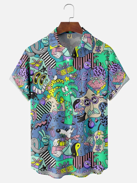Moisture-wicking Abstract Illustration Hawaiian Shirt