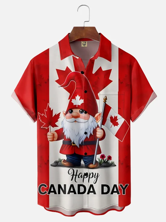 Moisture-wicking Canada Day Chest Pocket Hawaiian Shirt